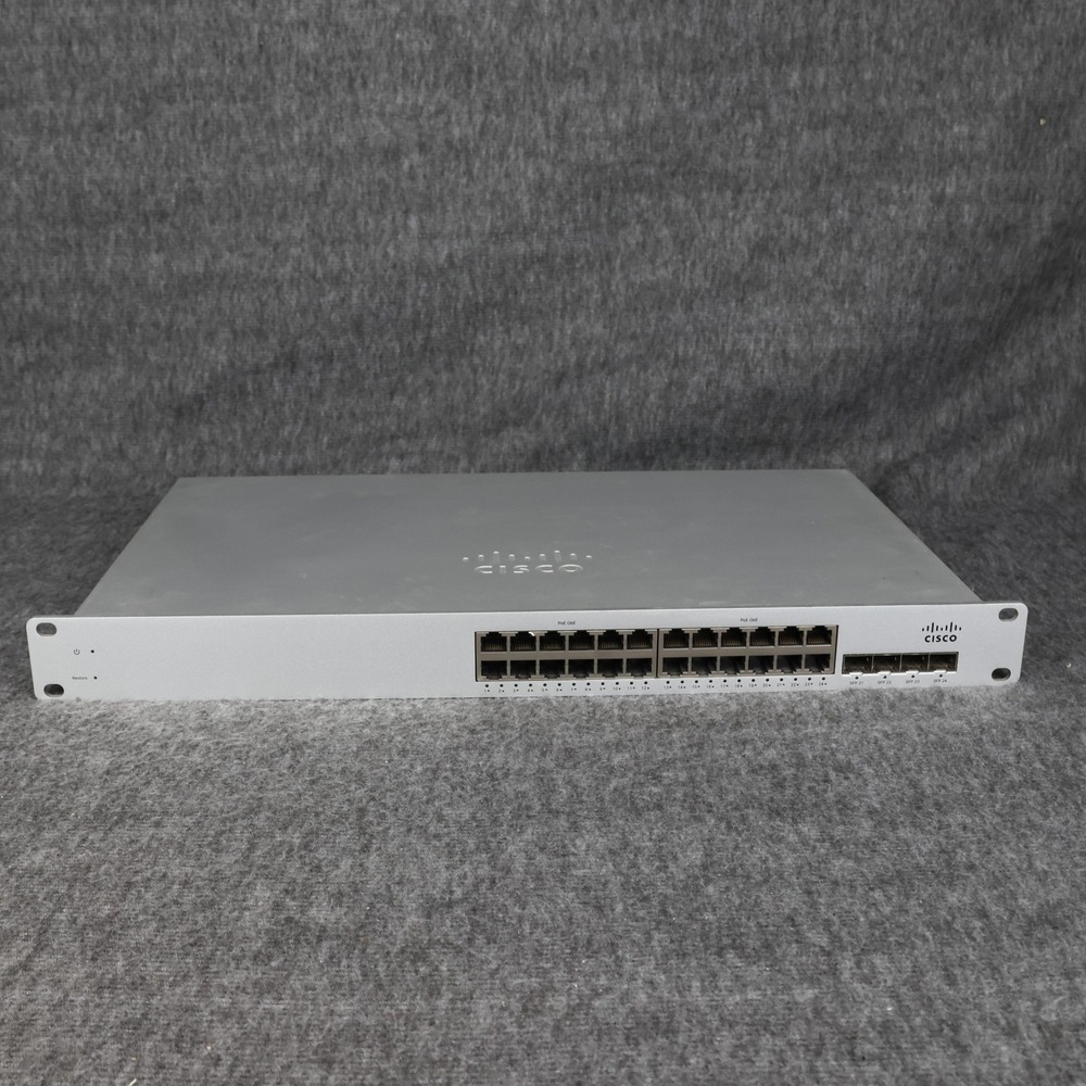 Cisco Meraki MS220-24P 24-Port PoE Gigabit Managed Switch Rackmount Gray SFP